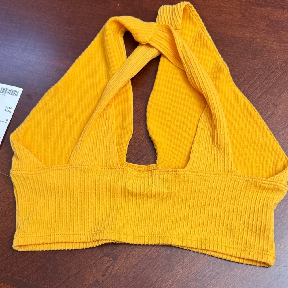 Yellow Ribbed Halter Top - Picture 5 of 7